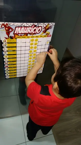 Quadro de Tarefas/incentivo c/ Rotina Visual Infantil Imã A3