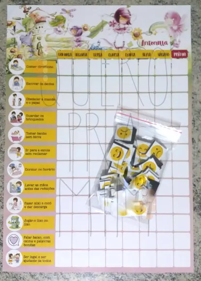 Quadro de tarefas/incentivo Super Nanny imã Princesas A4