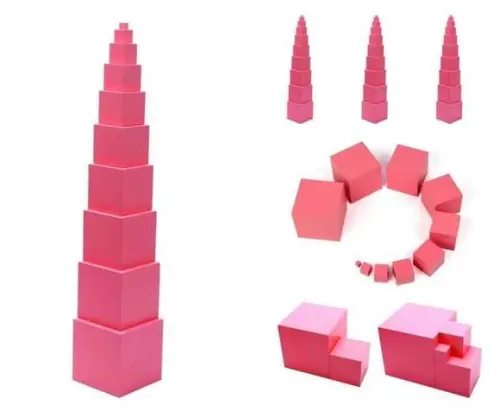 Torre Rosa Montessori Profissional Madeira 1-10cm
