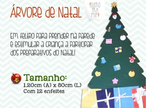 Árvore de Natal Feltro + 12 enfeites