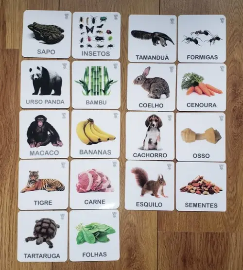 PDF 18 Flashcards Animais e Seu Alimentos Montessori