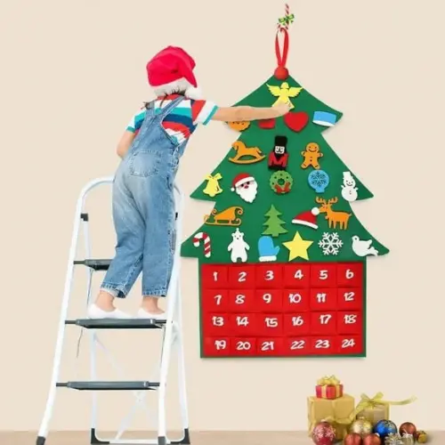Calendário do Advento de Natal Árvore para Crianças - Feltro