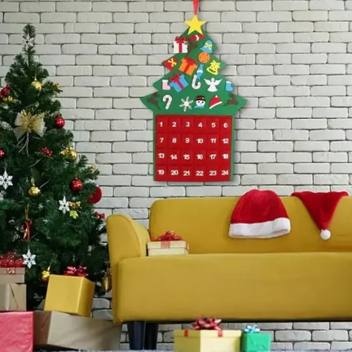 Calendário do Advento de Natal Árvore para Crianças - Feltro