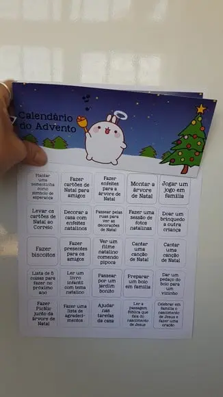 Calendário do Advento de Natal em Imã para Crianças A4