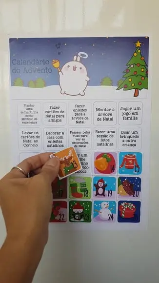 Calendário do Advento de Natal em Imã para Crianças A4