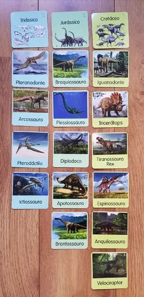 Combo 5 Kits em PDF Flashcards Montessori Dinossauros - Arquivo d