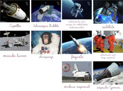 Kit 10 flashcards de Espaço Astronautas Safari Ltd Toob