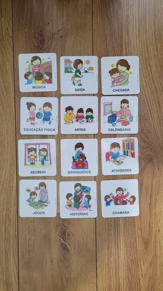 Kit 12 Flashcards Atividades da Criança, Rotina Sala de Aula