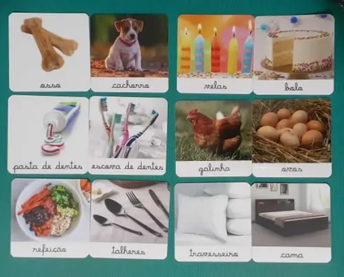 Kit 12 flashcards objetos e seus pares