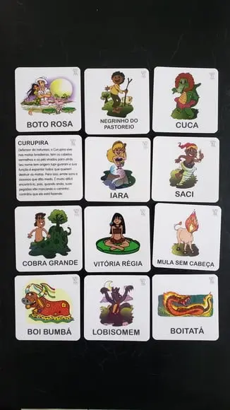 Kit 12 Flashcards Montessori Folclore Brasileiro, Frente/verso