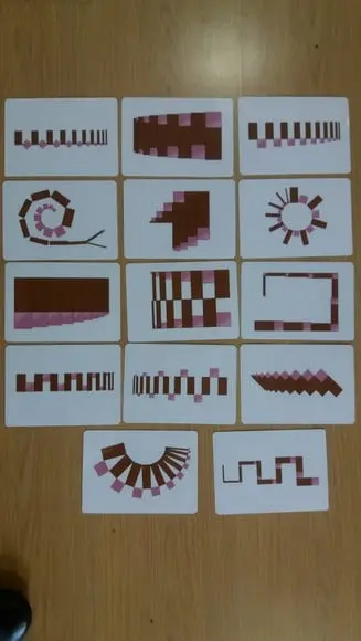 Kit 14 flashcards Torre Rosa e Escada Marrom montessori