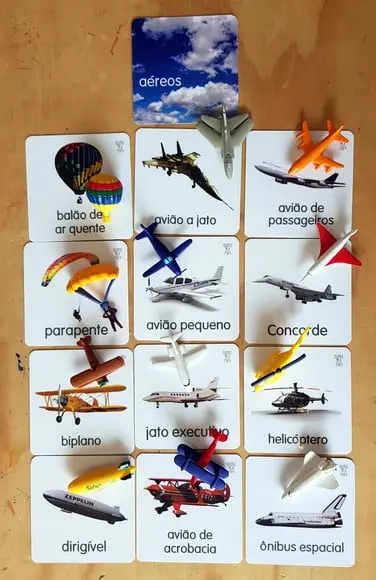 Kit 13 flashcards Meios Transportes Aéreos Safari Ltd Toob