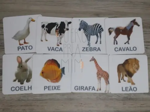 Kit 18 Flashcards Animais para Pareamento Montessori