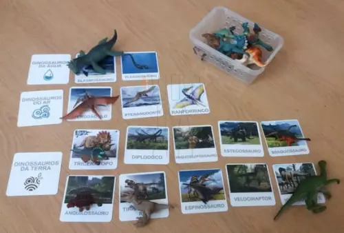 Kit 18 flashcards dinossauros ar, terra e água - montessori