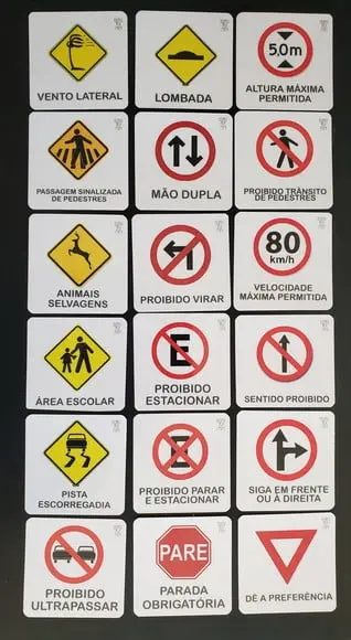 Kit 18 Flashcards Placas de Trânsito