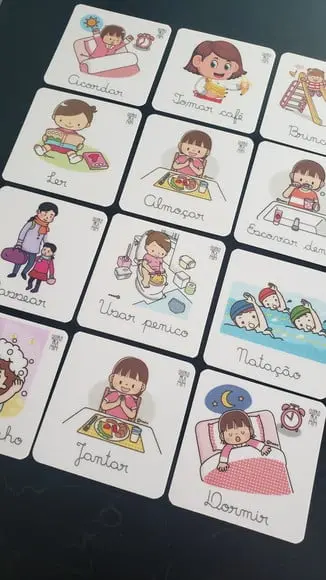 Kit 24 Flashcards Atividades da Criança, Rotina Visual Tea