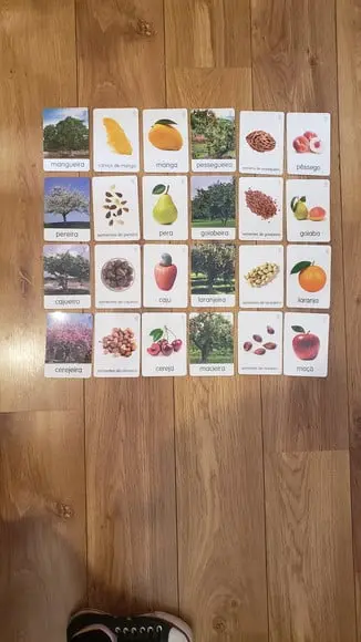 Kit 24 Flashcards Montessori Árvores Frutíferas Brasileiras