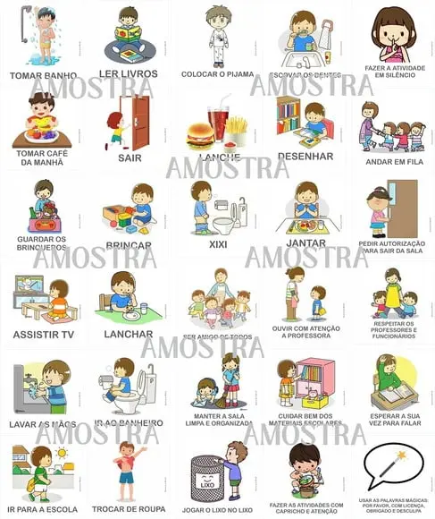 PDF 30 Flashcards Rotina Visual Combinados Sala de Aula para imprimir - arquivo digital