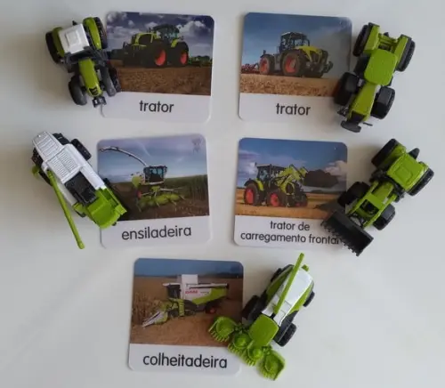 Kit 5 flashcards Montessori Veículos Agrícolas