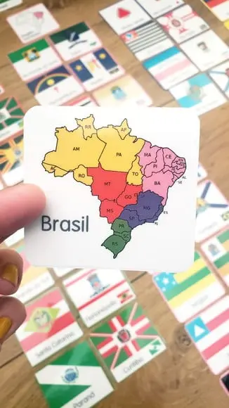 Kit 60 Flashcards Regiões do Brasil, Estados e Capitais