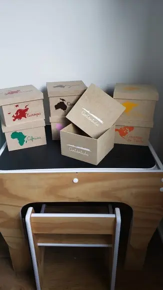 Kit 7 Caixas dos Continentes Geografia Montessori mdf