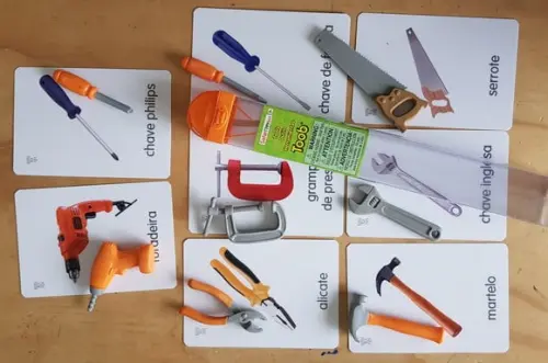 Kit 8 flashcards Ferramentas Safari Ltd Toob Montessori