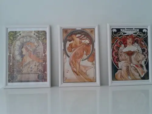 Kit c/ 3 Quadros A4 Art Nouveau Vintage 20x30cm