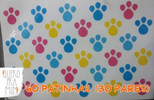Kit adesivo pegadas coelhinho da Páscoa 60 patinhas