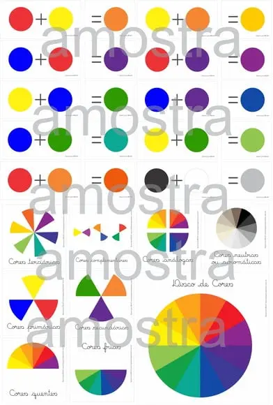 Kit Flashcards Teoria e Disco das Cores para Crianças