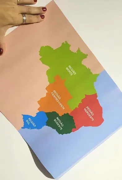 Mapa das Regiões do Brasil em Lona Inspiração Montessori