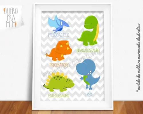 Quadro A4 Dinossauros Baby 20x30cm