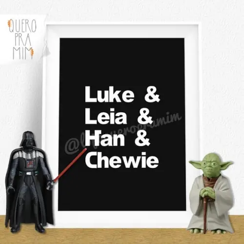 Quadro A4 Star Wars Luke Leia Han Chewie 20x30cm