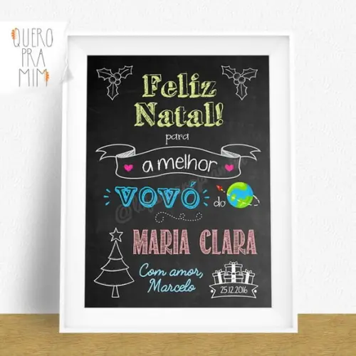 Quadro chalkboard Natal personalizado A4