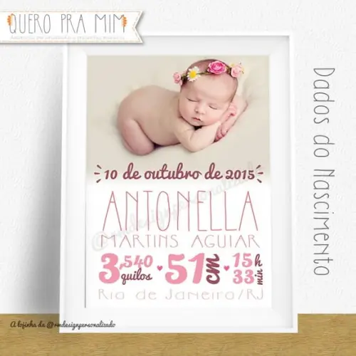 Quadro dados nascimento do bebê A4