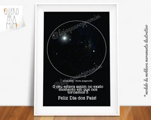 Quadro Escrito nas Estrelas com Alinhamento real do céu A4