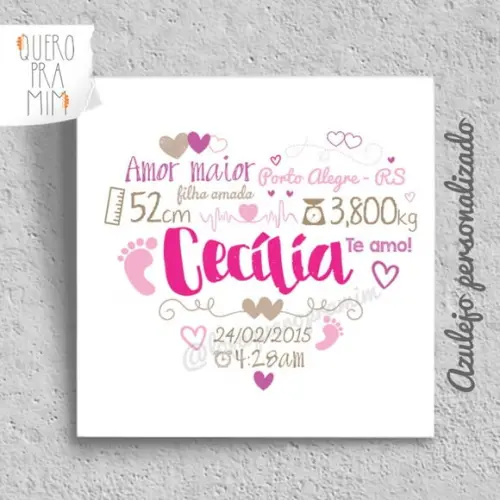 Quadro personalizado dados do nascimento