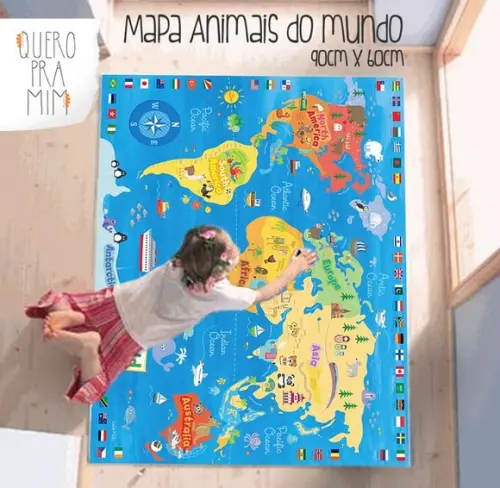 Tapete Mapa Mundi em Lona para Pareamento de Animais