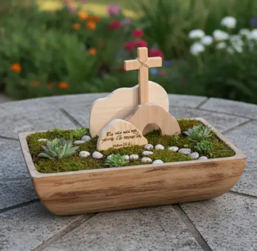 Decoração Páscoa Cristã em Madeira Túmulo Ressurreição Jesus