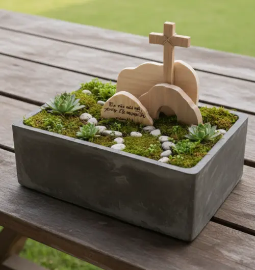 Decoração Páscoa Cristã em Madeira Túmulo Ressurreição Jes