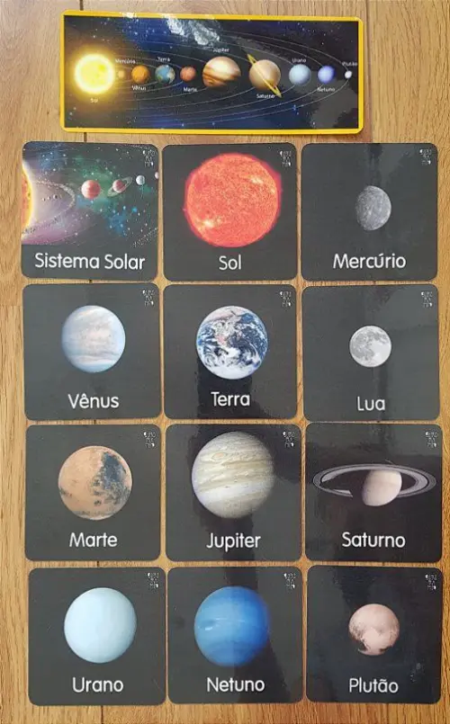 Kit 12 flashcards Sistema Solar atividades montessori