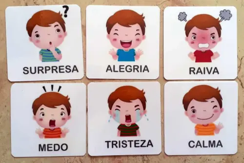 Kit 6 flashcards Montessori Emoções e Sentimentos