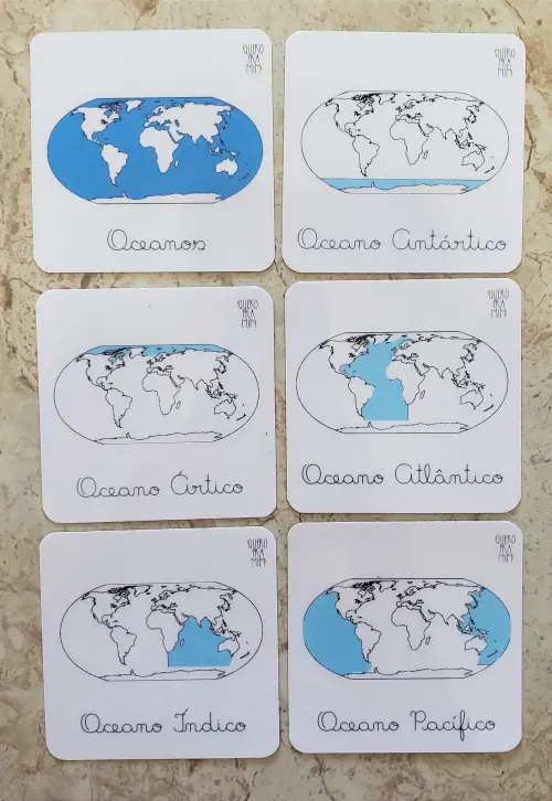 Kit 6 Flashcards Montessori Oceanos