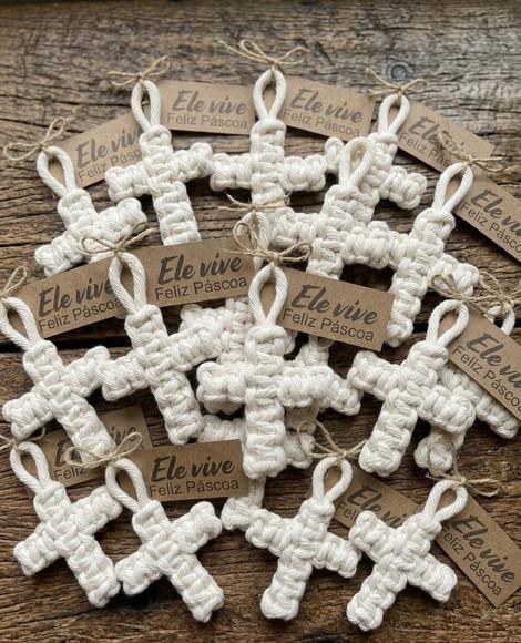 Lembrancinha Religiosa Crucifixo Macramê 10 Unidades