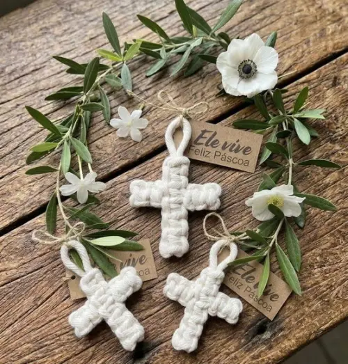Lembrancinha Religiosa Crucifixo Macramê 10 Unidades