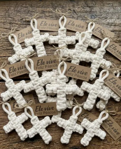 Lembrancinha Religiosa Crucifixo Macramê 10 Unidades