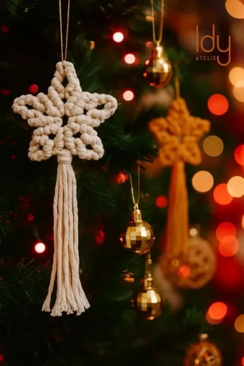 Enfeite de Natal - Estrela Cadente Macramê - 10 Unidades