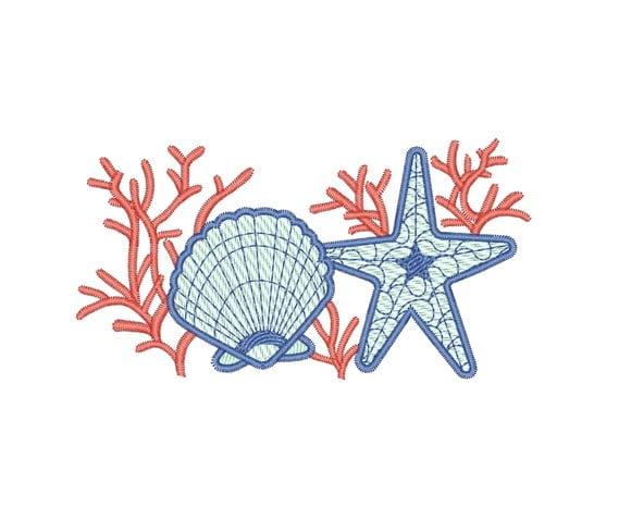 Matriz de Bordado Concha e Estrela do Mar