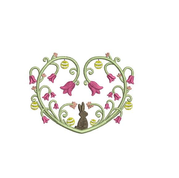 Matriz de Bordado Coração Floral 01