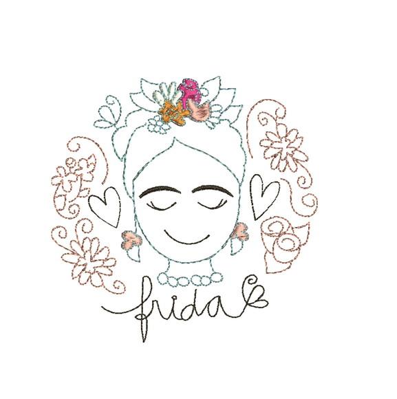 Matriz De Bordado Frida_15 Redwork