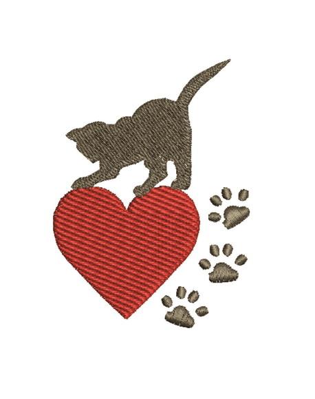 Matriz de Bordado Gato com Coração